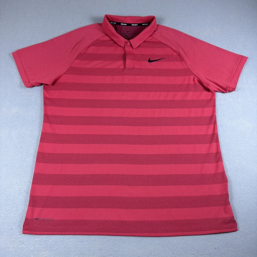 Nike Golf Zonal Cooling Polo Shirt Mens Large Red Lightweight Dri Fit Stretch